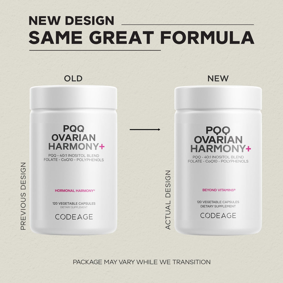 Codeage PQQ Ovarian Harmony+ Supplement - PQQ (Pyrroloquinoline Quinone), Myo-Inositol & D-Chiro-Inositol 40:1 Blend, Folate 5-MTHF, CoQ10, Wild Blueberry - Liposomal Delivery - Non-GMO - 120 Capsules CodeageBuy Supplements Australia