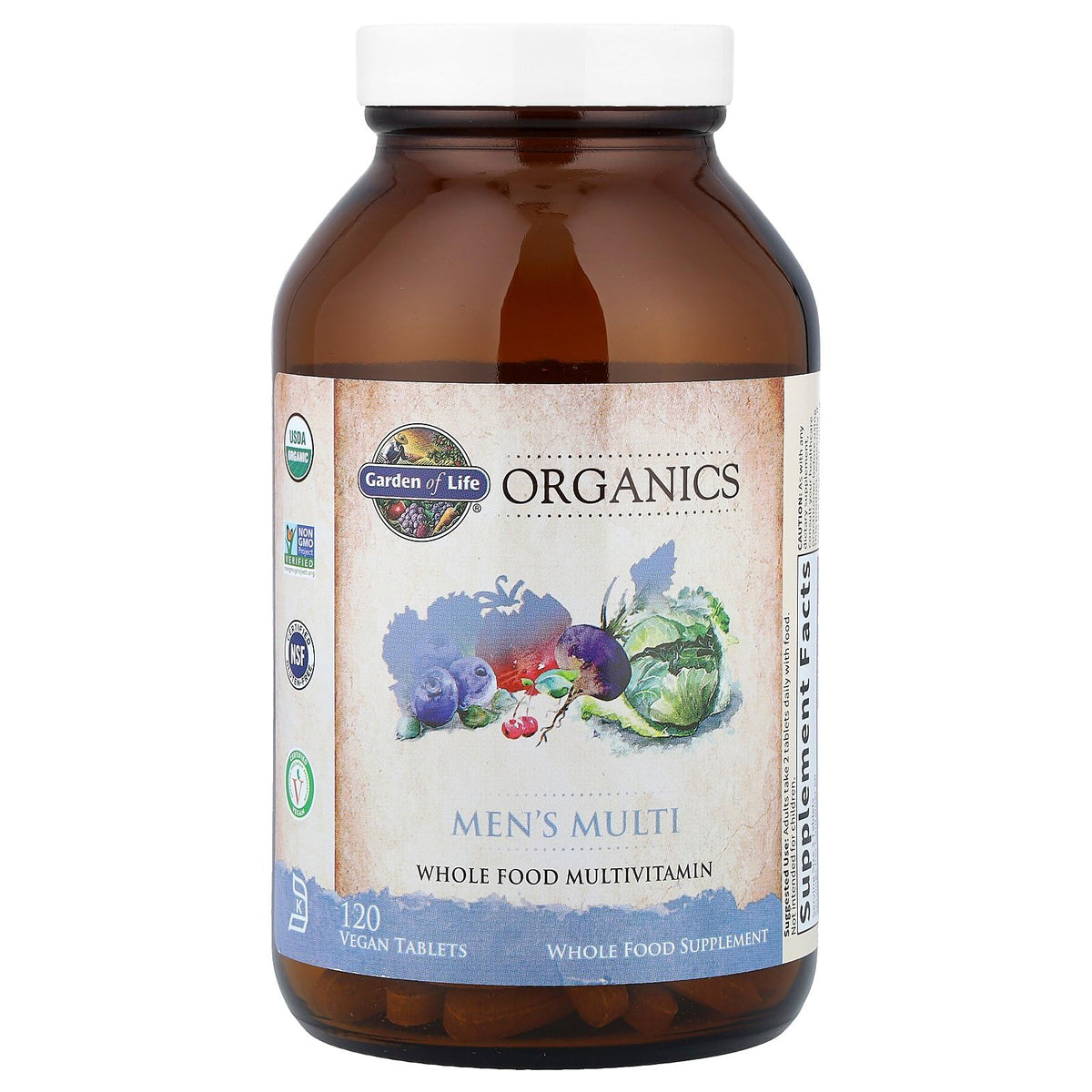 Garden of Life Organics Whole Food Multivitamin for Men, 120 Tablets, Vegan Mens Vitamins and Minerals for Health and Well-Being, Certified Organic Vegan Multi Garden of LifeBuy Supplements Australia