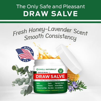 Owell Naturals Drawing Salve Ointment Fast Acting Formula for Ingrown Hair, Boil and Cyst, Maximum Strength for Splinters Remover, Bug and Spider Bites, Bee Stings, Poison Ivy. (1 Fl Oz (Pack of 1))