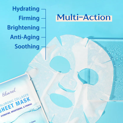 Ebanel Bundle of Gentle Exfoliating Face Scrub Peeling Gel 4.12 Oz, and 15 Pack Collagen Face Mask