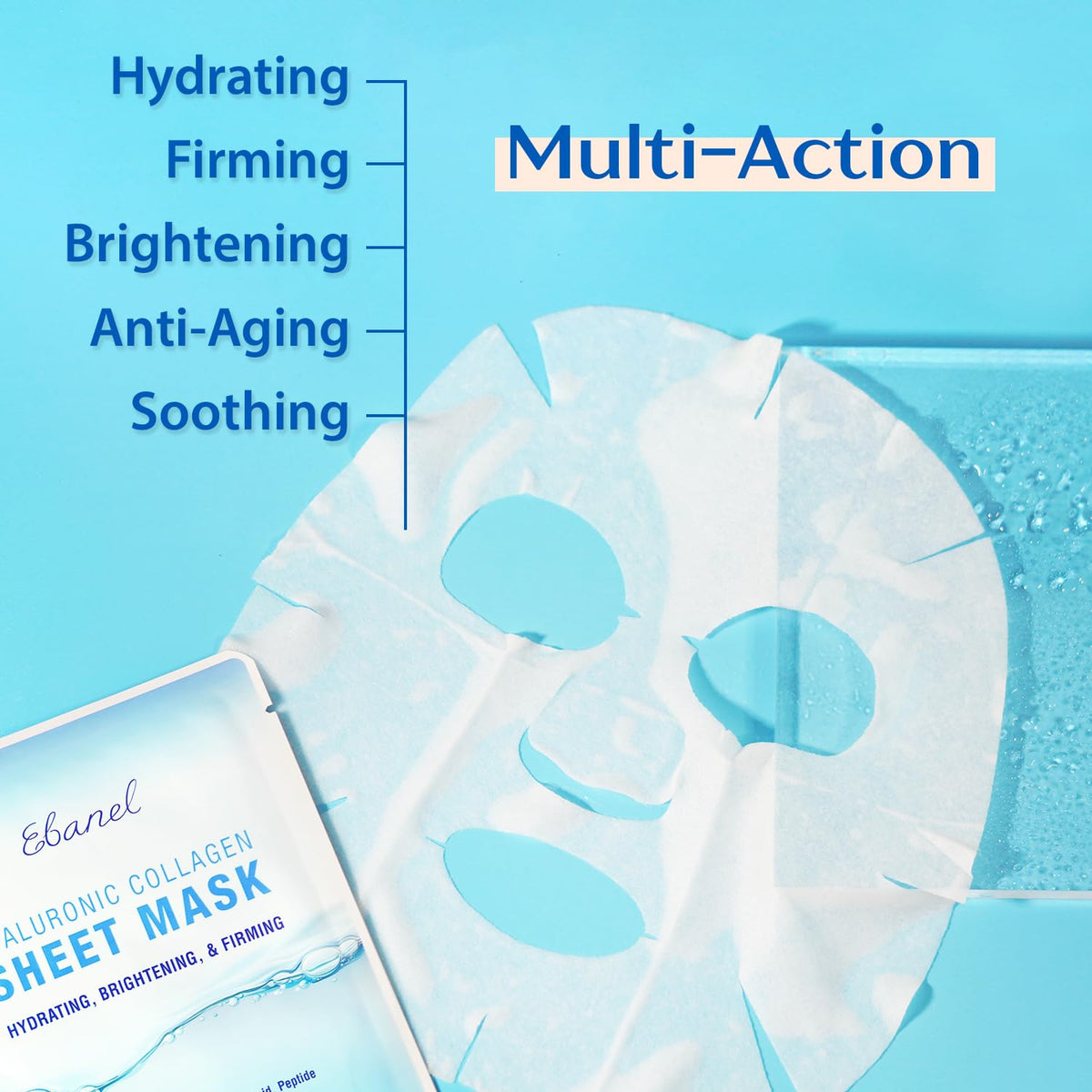 Ebanel Bundle of 40-Pack Collagen Face Mask and 8-Pack Collagen Peptide Infusion Mask