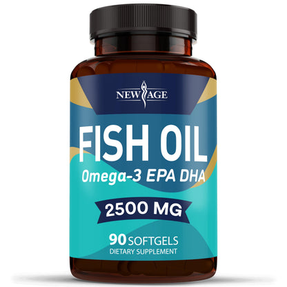 NEW AGE Omega 3 Fish Oil 2500mg Supplement Non GMO - EPA, DHA Fatty Acids Gluten Free (180 Softgels (Pack of 2)) NEW AGE buy supplements Au