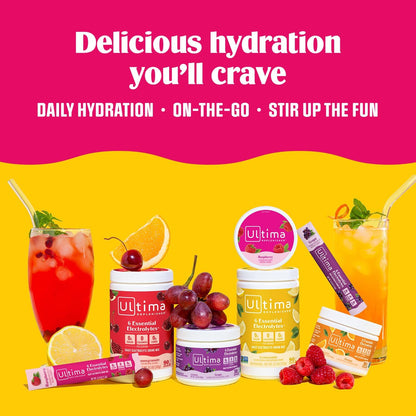 Ultima Replenisher Electrolyte Powder Drink Mix Bundle – Sugar Free – Lemonade and Pink Lemonade, 90 Servings– Hydration Powder - 6 Key Electrolytes and Trace Minerals – Keto Friendly, Non-GMO
