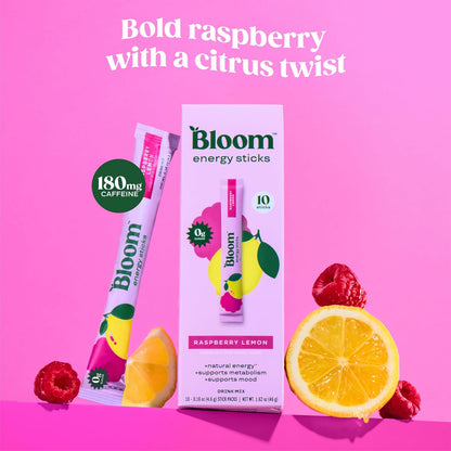 Bloom Raspberry Lemonade Clear Protein and Energy Stick Packs Bundle
