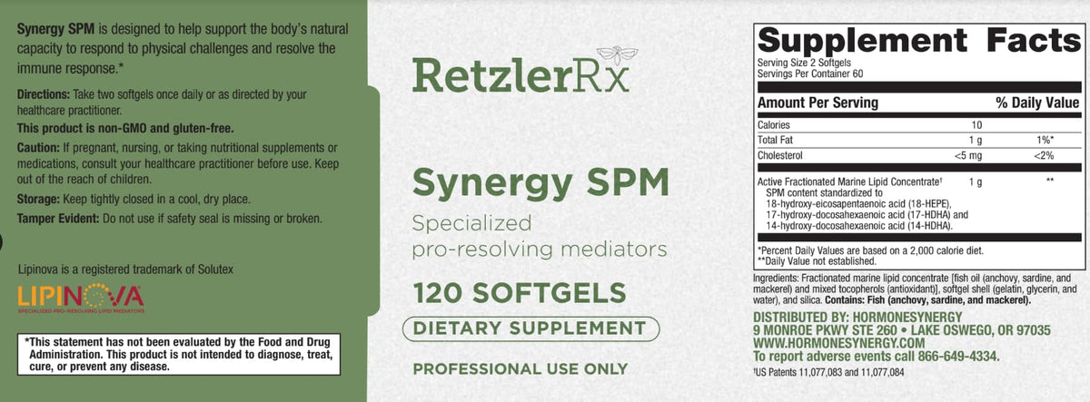Specialized Pro Resolving Mediators - Synergy SPM by RetzlerRx® - SPM's for Joint Comfort, Tissue Health & Minor Discomfort Relief* - Non-GMO - Gluten Free - 120 Softgels HormoneSynergyBuy Supplements Australia