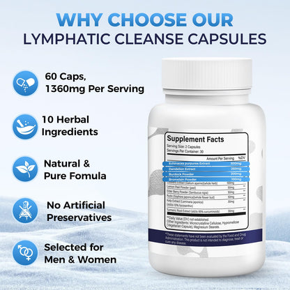 Lymphatic Drainage Supplements for Lymph System Cleanse & Immune Support, Lymphatic Support Supplement, Detox & Liver Health, Natural Herbal Blends with Echinacea, Dandelion, Burdock, 60 Capsules SOPMYBFRU buy supplements Au