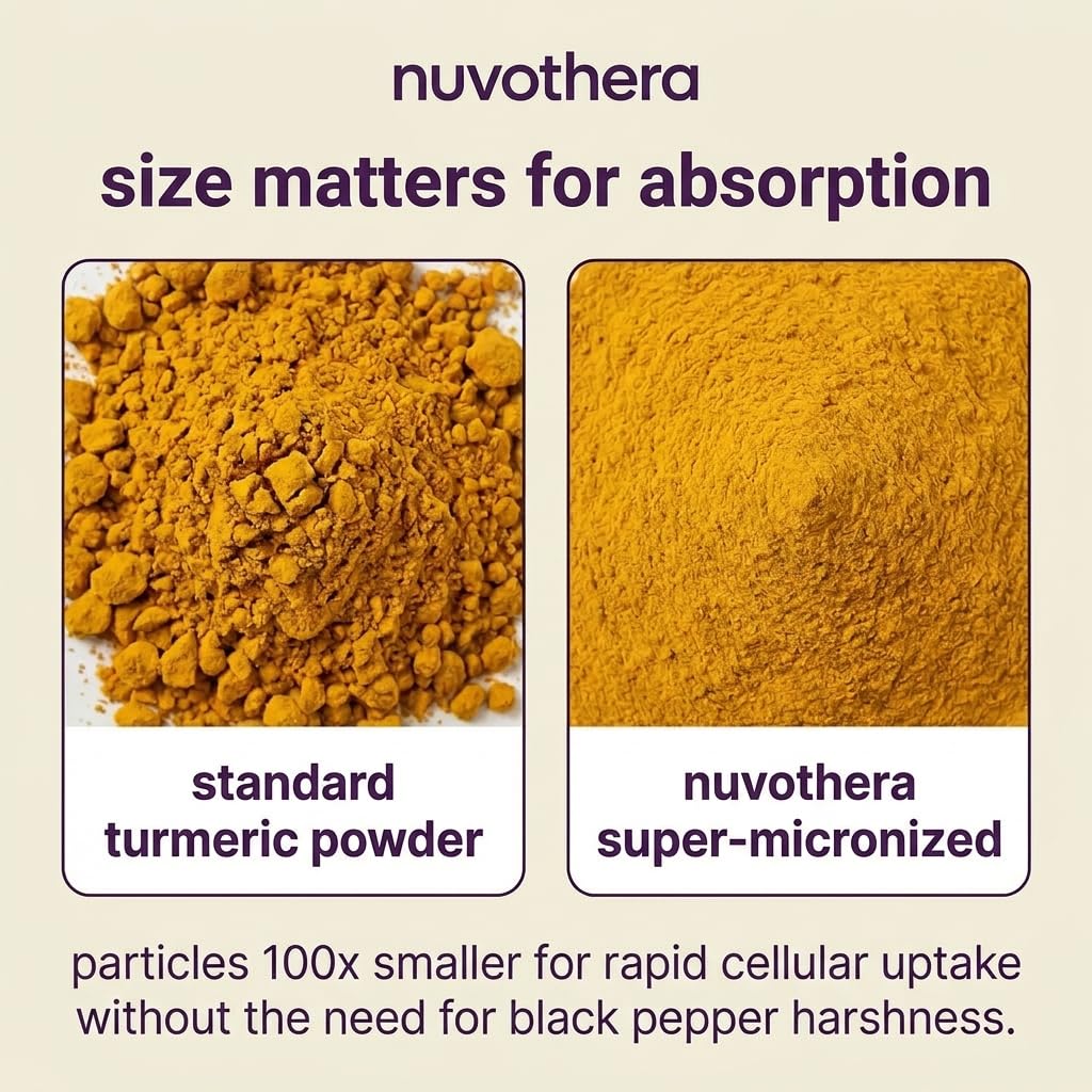 Nuvothera Super-Micronized Turmeric Curcumin Capsules Rapid Absorption, Whole Root, Non-GMO, Skin, Gut Health & Antioxidants (1 Month Pack (60 Capsules)) Nuvothera buy supplements Au