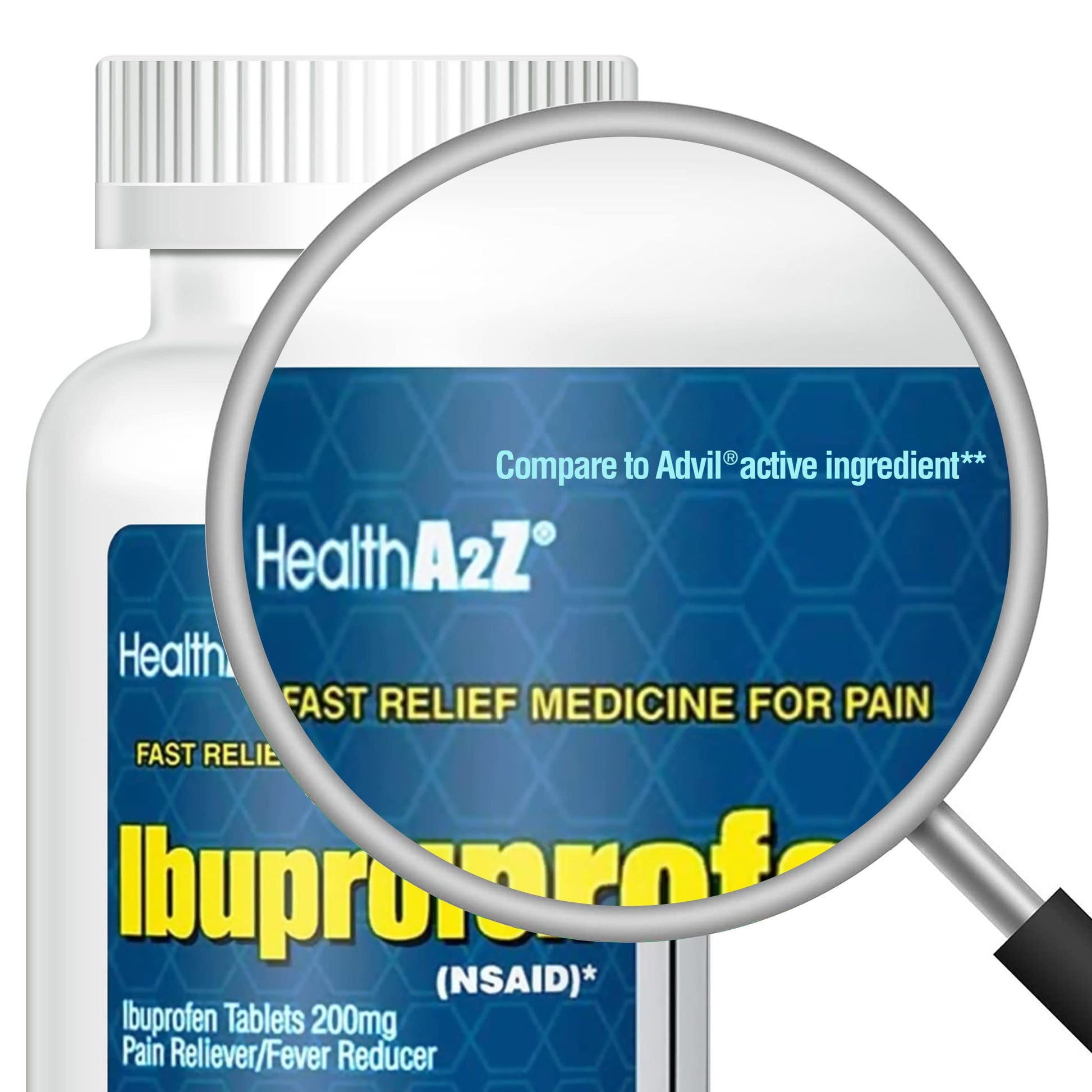 HealthA2Z® Ibuprofen 200mg, NSAID, Pain Reliever, Fever Reducer, Headache, Body Aches, Back Pain, Arthritis, Menstrual Cramps, 500 Caplets HealthA2Z buy supplements Au