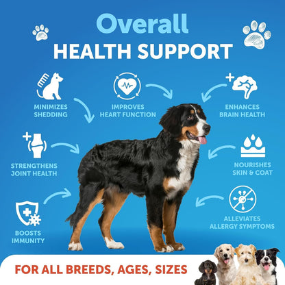 Omega 3 Fish Oil for Dogs - Better Than Salmon Oil - Skin and Coat Defense Liquid Supplement for Allergy Relief - High EPA & DHA for Shedding, Mobility, Itching, Joint & Bone Health Support - 8 FL OZ