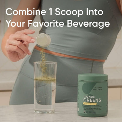 Sports Research® Organic Pineapple Coconut Greens - Digestive Health, Natural Energy & Mood Support* - Certified Organic Powder - 20 Servings Sports Research buy supplements Au