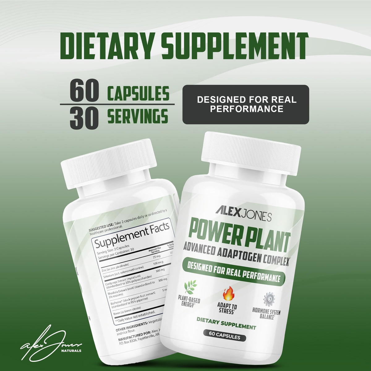Adaptogenic Mushrooms with Cordyceps & Rhodiola – Daily Blend with Zinc, Selenium & Boron –Vegan Mushroom Capsules Supplement for Active Lifestyles – No Fillers or Additives – 60 Count Alex Jones NaturalsBuy Supplements Australia