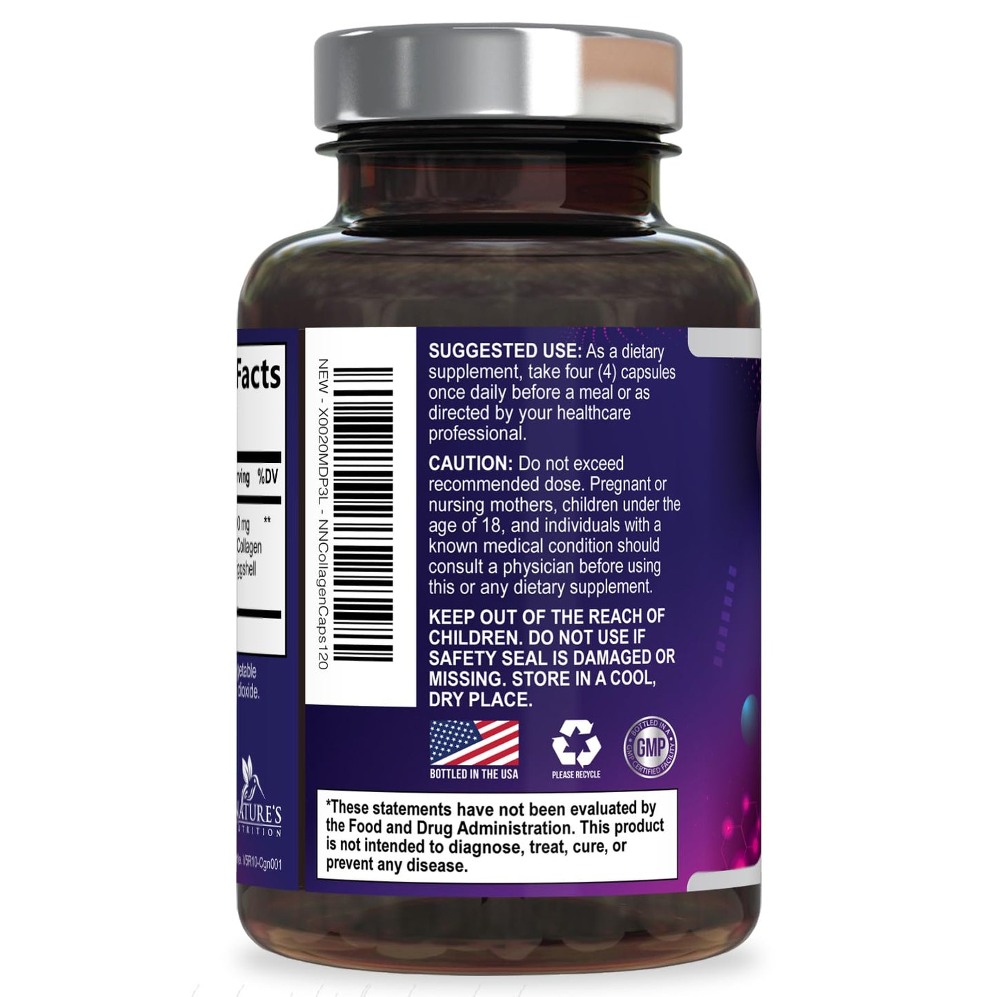 Multi Collagen Pills - Multi Collagen Complex 2400 mg Per Serving - Types I, II, III, V, X - Hydrolyzed Collagen Peptides Supplement - Hair, Skin & Nail Support - Bottled in the USA - 120 Capsules Nature's Nutrition buy supplements Au