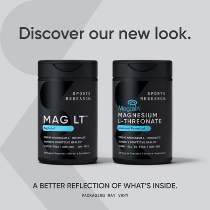 Sports Research® Magnesium L-Threonate Capsules 2000mg - High-Absorption Magtein® for Enhanced Brain Health, Memory, Focus & Restful Sleep Support - Vegan · Non-GMO · Gluten Free - 90 Count Sports Research buy supplements Au