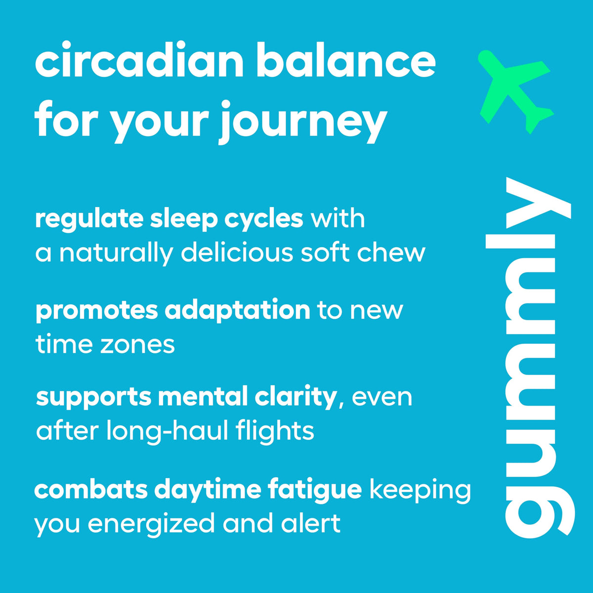 Jet Lag Remedy for Travel Gummies • No Jet Lag Pills Alternative • Travel Essentials • Support Adjustment to Time Zones and Circadian Rhythm • Delicious Tropical Berry Flavor • 20 Gummies 3-5 Trips GummlyBuy Supplements Australia