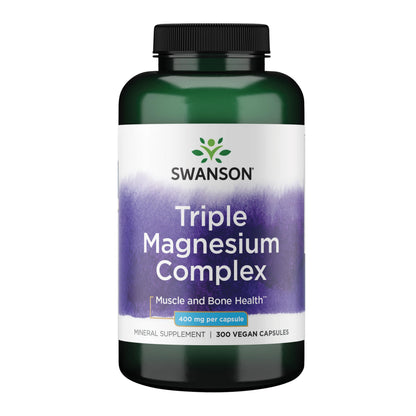 Swanson Triple Magnesium Complex supplement bottle on a white background