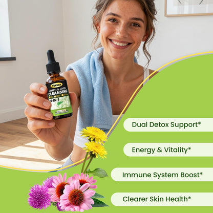 Vccvaa Lymph & Liver Cleanse - 20-in-1 Lymphatic Drainage & Liver Detox Supplement with Milk Thistle, Echinacea, Fucoxanthin - 60mL Liquid Formula for Immune & Digestive Support Vccvaa buy supplements Au
