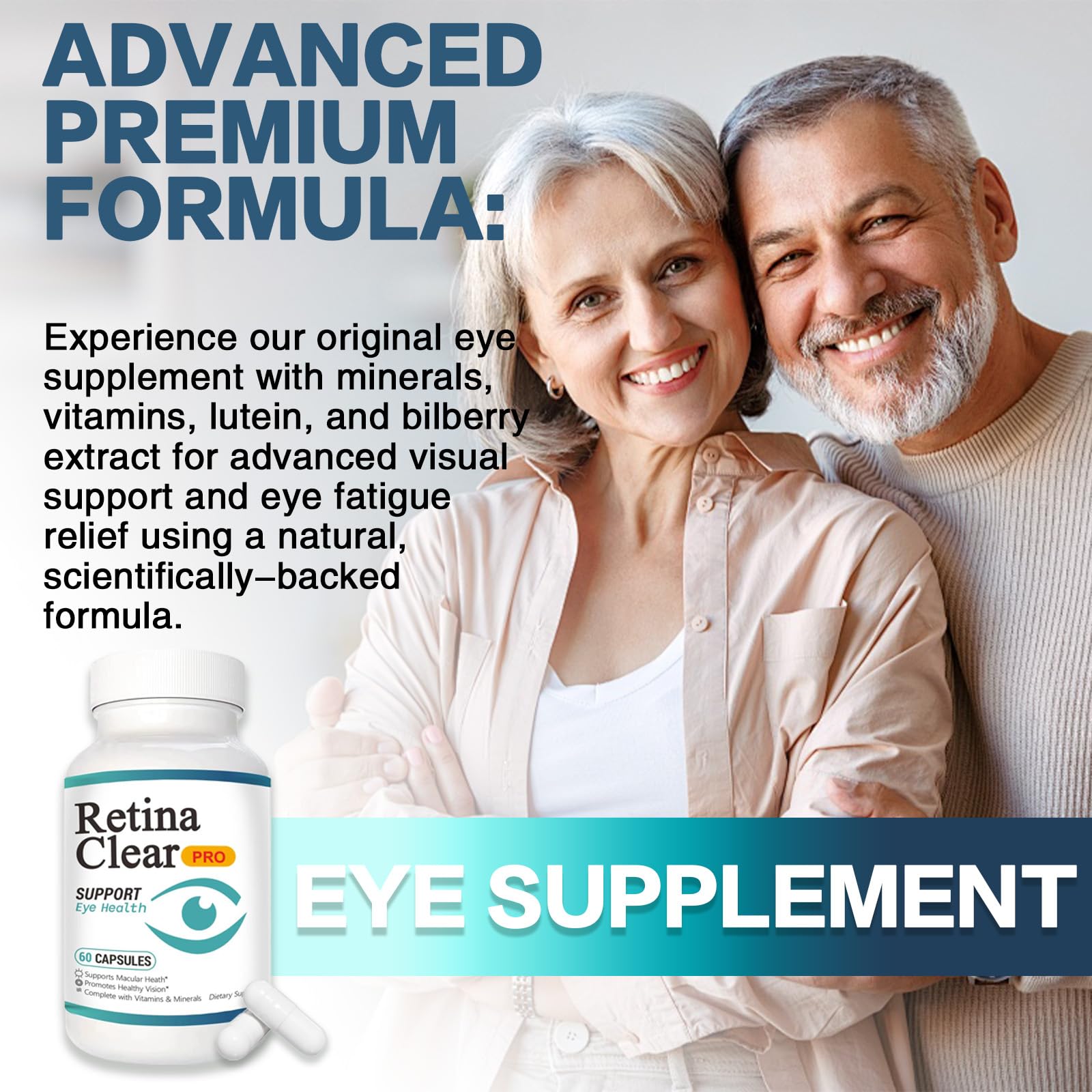 Vunexo Retina Clear Pro Eye Health Support Supplement, with Minerals and Vitamins, Lutein and Bilberry Extract Supports Visual Clarity, Eye Fatigue Relief & Focus（2PCS VunexoBuy Supplements Australia