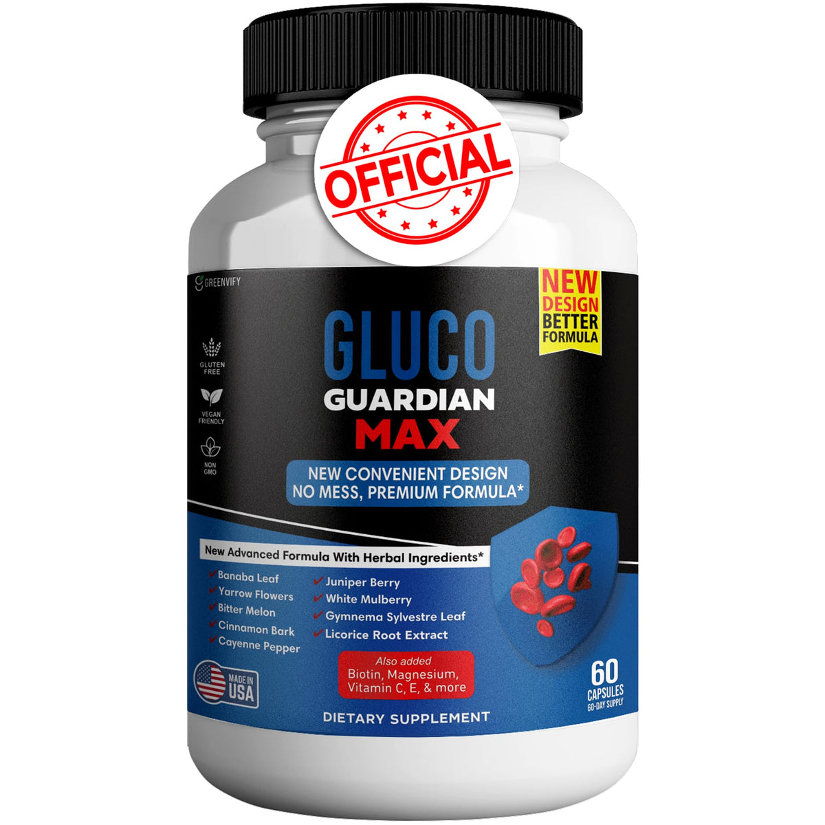 GREENVIFY Gluco Guardian Max Advanced Wellness Support Capsules – Vitamin, Mineral, and Herbal Supplement with Magnesium, Vitamin C, Zinc, and Banaba Leaf – Non-GMO, Gluten-Free – 60 Capsules (1) GREENVIFYBuy Supplements Australia