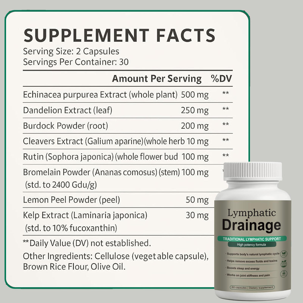 Lymphatic Drainage Capsules – Natural Herbal Blend with Dandelion, Burdock, Kelp & Echinacea – Supports Circulation & Fluid Balance Qiuumey buy supplements Au
