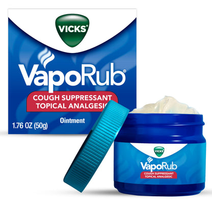 Vicks VapoRub, Original, Cough Suppressant, Topical Chest Rub & Analgesic Ointment, Medicated Vicks Vapors, Relief from Cough Due to Cold, Aches & Pains, 1.76oz Vicks buy supplements Au