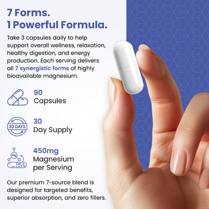 Magnesium Complex for Sleep, Relaxation, Digestion & Calm – Magnesium Glycinate, Citrate, Bisglycinate, Carbonate, Malate, Orotate, Taurate, + Humic/Fulvic for High Absorption - 90 ct. VITAMIZED buy supplements Au