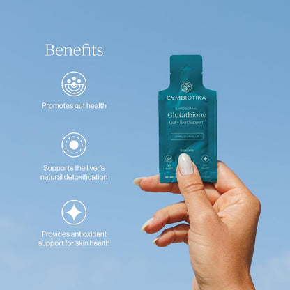 CYMBIOTIKA Liposomal Glutathione – PQQ, CoQ10, Detox & Skin Support | With PQQ, CoQ10 & vitamin B2. Sunflower liposomal delivery. Vegan, non-GMO, third-party tested. Citrus Vanilla, 26 packets.
