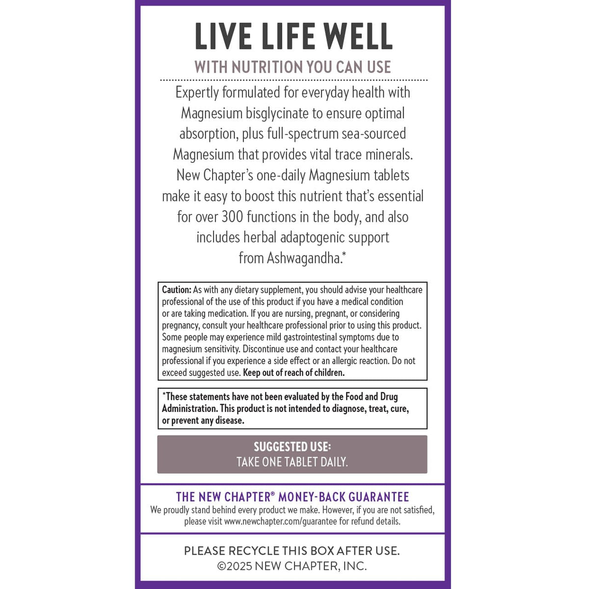 New Chapter Magnesium + Ashwagandha Supplement, 325 mg with Magnesium Glycinate for Muscle Relaxation & Recovery, Heart, Nerve & Bone Health, 2.5X Absorption, Non-GMO - 30 ct (1 Month Supply) New ChapterBuy Supplements Australia