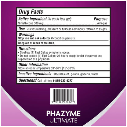 Phazyme Ultimate Strength Anti-Gas 500 mg Simethicone Gas Relief for Adults, Fast Gels Quickly Ease Bloating, Pressure and Discomfort, 20 Count Phazyme buy supplements Au
