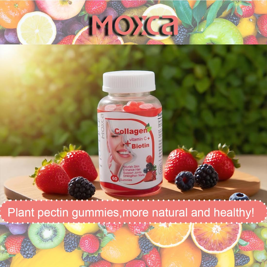 Moxca Hydrolyzed Marine Collagen Gummies for Women | Vegan Collagen Support with Biotin, Vitamins C & E | Daily Beauty Supplement for Hair, Skin & Nails | Natural Fruit Flavor, Clean Formula Moxca buy supplements Au