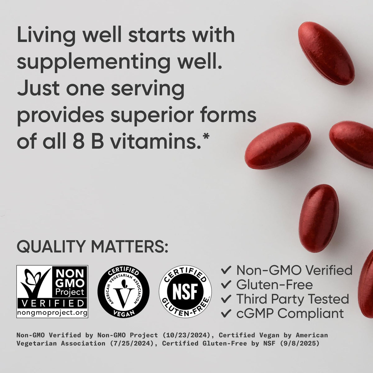 Sports Research® Vitamin B-Complex - Full Spectrum of B Vitamins with Methylated B12 & Folate - Gluten Free · Plant-Based · Non-GMO · Vegan-Friendly Formula - 120 Veggie Softgels Sports Research buy supplements Au