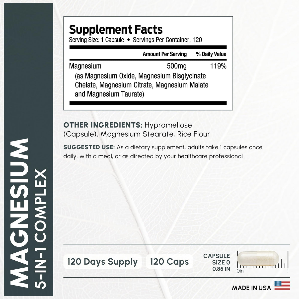 ForestLeaf Magnesium Complex for Women and Men - 500mg Magnesium Supplement for Sleep - 5-in-1 Chelated Magnesium Citrate, Bisglycinate, Malate, Taurate, Oxide (120 Ct) ForestLeaf buy supplements Au