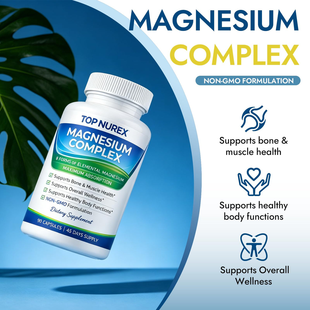 Top Nurex Magnesium Complex 1000 mg, 8-Source Magnesium Blend with Glycinate, Citrate, Malate & Taurate, Vegan Formula, Non-GMO, 90 Capsules Top Nurex buy supplements Au