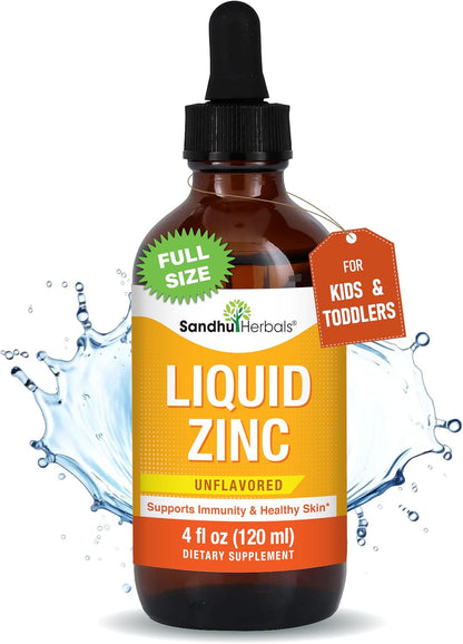 SANDHUHERBALS Moringa Capsules (120 Count) & Liquid Zinc Drops (4 Fl Oz) | Supports Immune, Gut & Skin Health