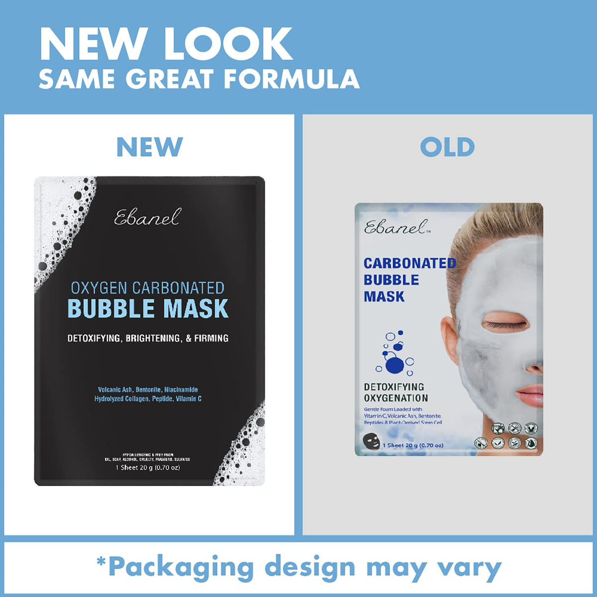 Ebanel Bundle of 15-Pack Collagen Face Mask, and 10-Pack Carbonated Bubble Clay Mask