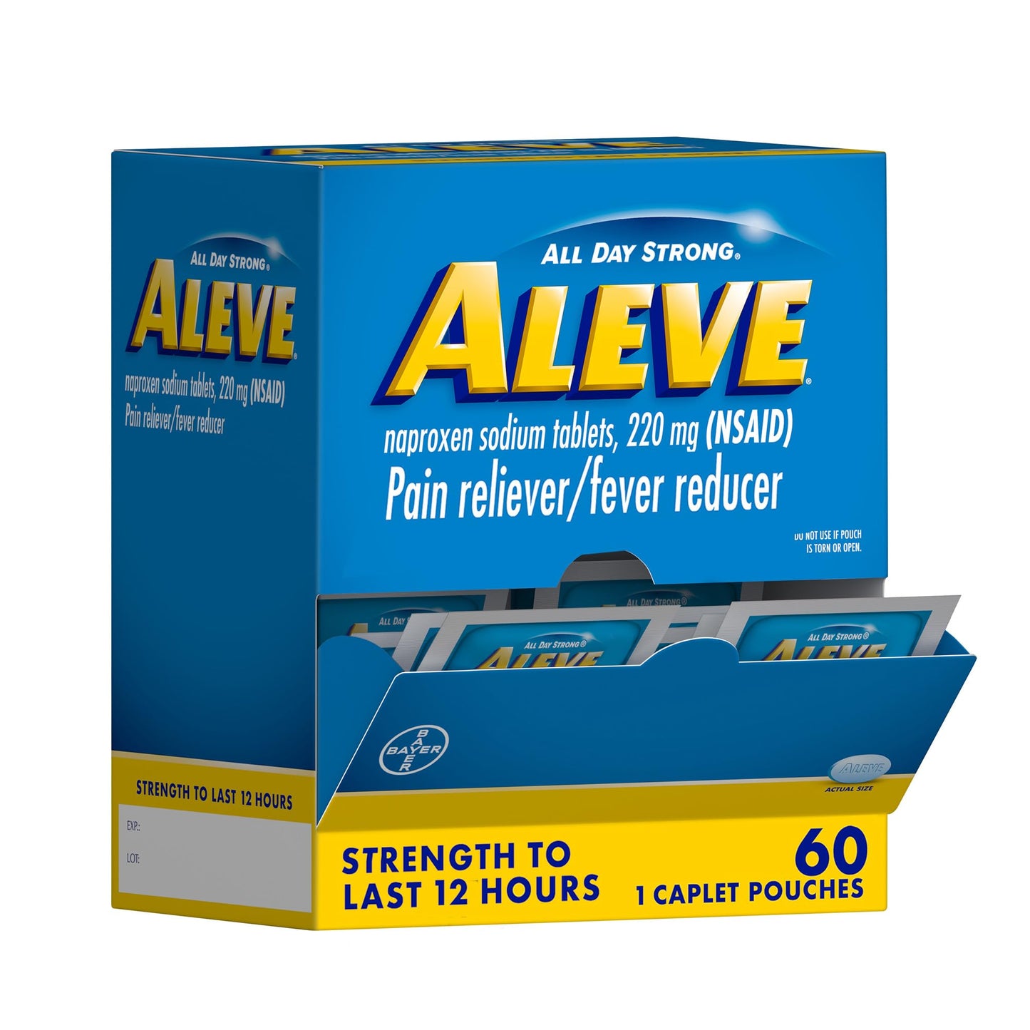 Aleve Pain Reliever & Fever Reducer Naproxen Sodium Caplets, Body and Arthritis Pain Reliever, Medicine for Adults and Children Ages 12 and Up, 60 Individual Pouches Aleve buy supplements Au