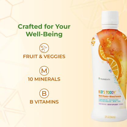 Youngevity Kid's Toddy™ - Mega Multivitamin for Kids & Children Age 2+ - 14 Vitamins, 10 Minerals, Phytonutrient Blend - Highly Absorbable - Great Tasting Orange 32 Fl Oz (Pack of 2) YoungevityBuy Supplements Australia