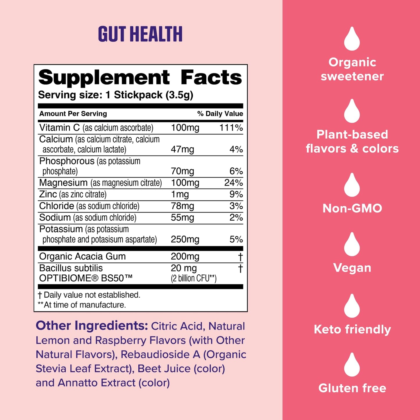 Ultima Replenisher Gut Health Supplement, Raspberry Lemonade, 14 Stickpacks | Daily Zero Sugar Electrolyte Powder Hydration Packets with 6 Key Electrolytes, Prebiotics & Probiotics for Gut Health Support