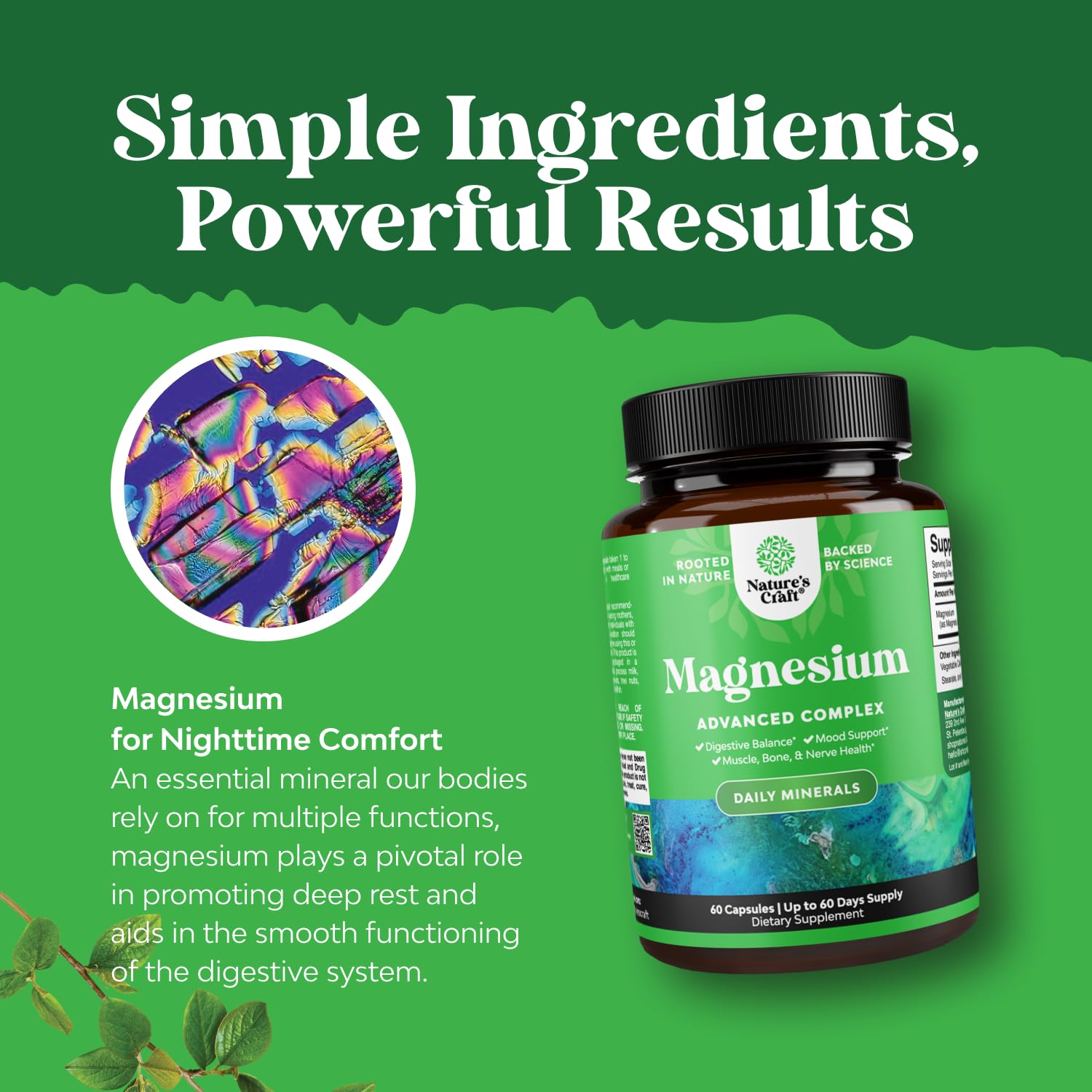 High Absorption Magnesium Complex Supplement - Magnesium Oxide 500mg with Citrate 500mg for Sleep and Mood Support - Pure Citrate per Serving for Muscle Stomach and Digestion - 60 Count Natures Craft buy supplements Au