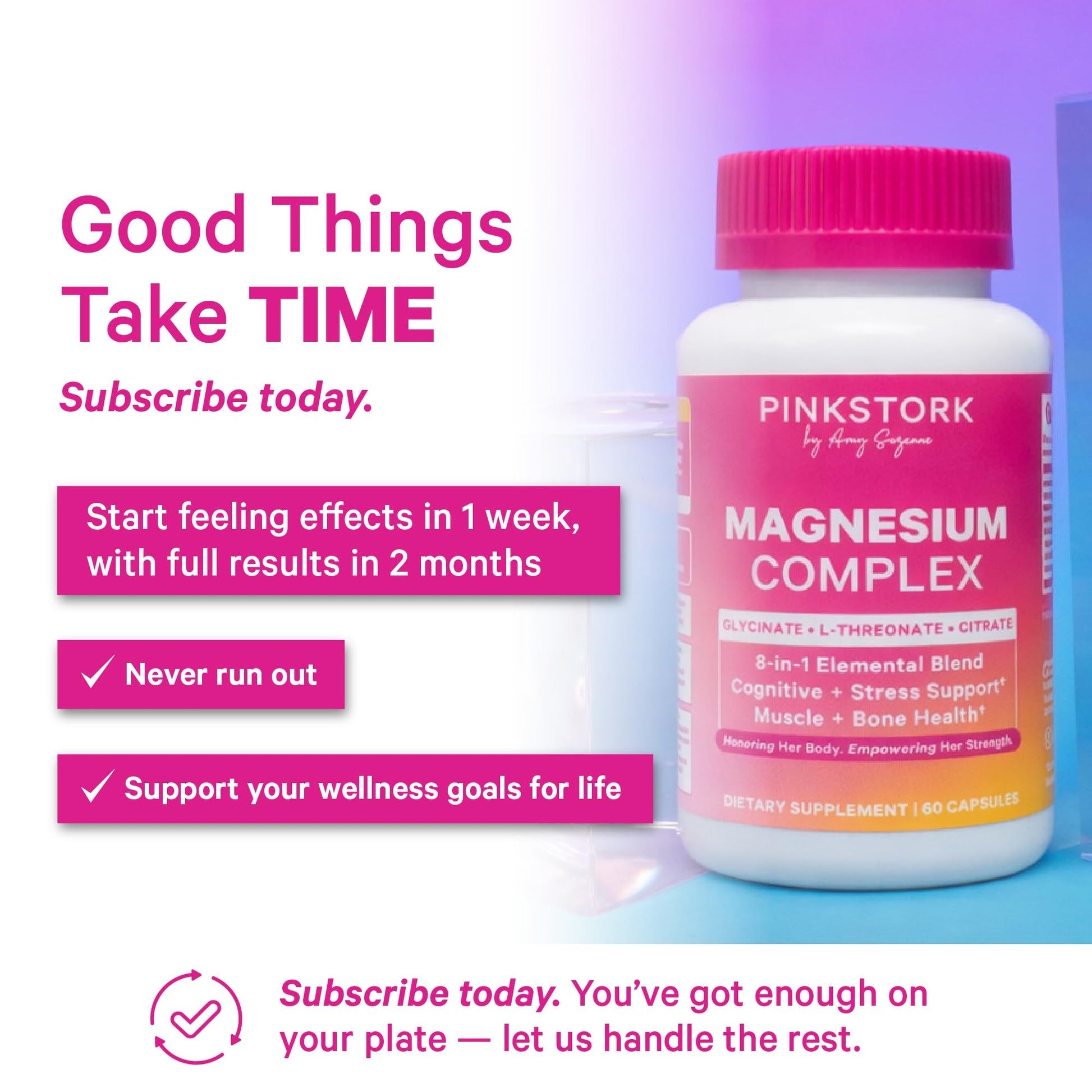 Pink Stork Magnesium Complex for Women - 8 Forms Including Glycinate, Malate, Citrate & L-Threonate - Stress, Sleep, Muscle & Hormone Support - 400 mg Elemental Magnesium - 60 Vegan Capsules Pink Stork buy supplements Au