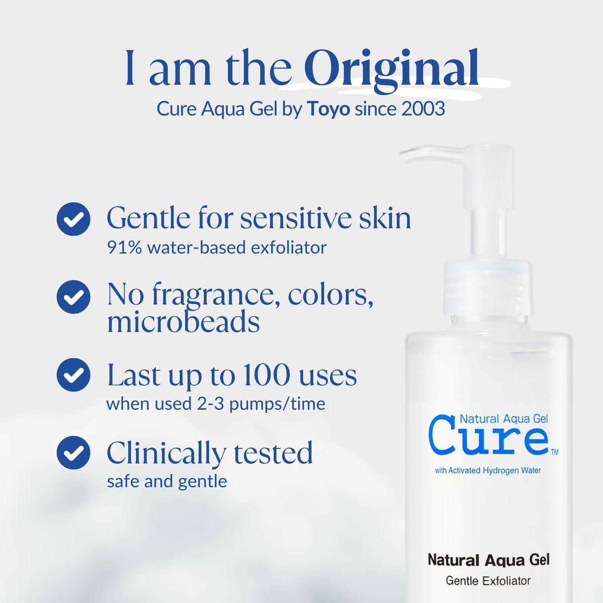 Cure by Toyo | Aqua Gel Gentle Exfoliator | Clear and Softer Skin | Non-Abrasive Face and Body Cleanser | Sensitive Skin | Big Size 8.82oz NATURAL AQUA GEL CURE buy supplements Au