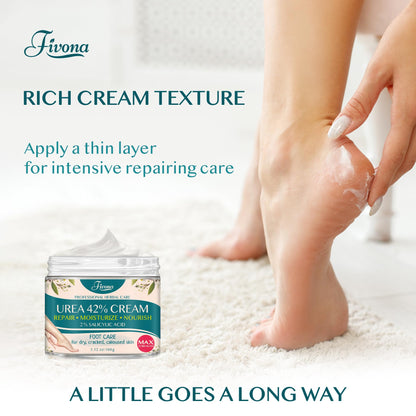 FIVONA 42% Urea Foot Cream for Thick, Rough Dry Skin - Maximum Strength Callus Softening with 2% Salicylic Acid, Tea Tree & Aloe Vera, 100g (3.5 oz) - Deep Moisturizing Foot Care