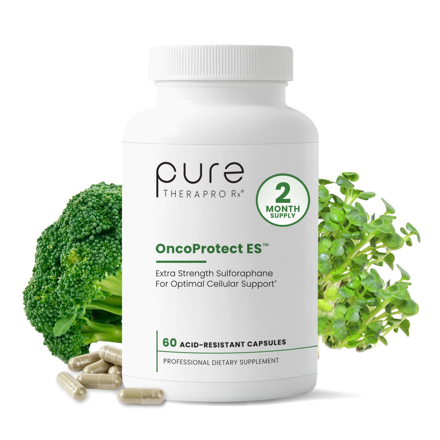 Pure Therapro Rx OncoProtect ES HIGH DOSE Sulforaphane Supplement, Made in USA | 2 Month Supply | 706 mg Patented Activated BroccoRaphanin Broccoli Seed Extract | Glucoraphanin + Myrosinase Pure Therapro Rx buy supplements Au