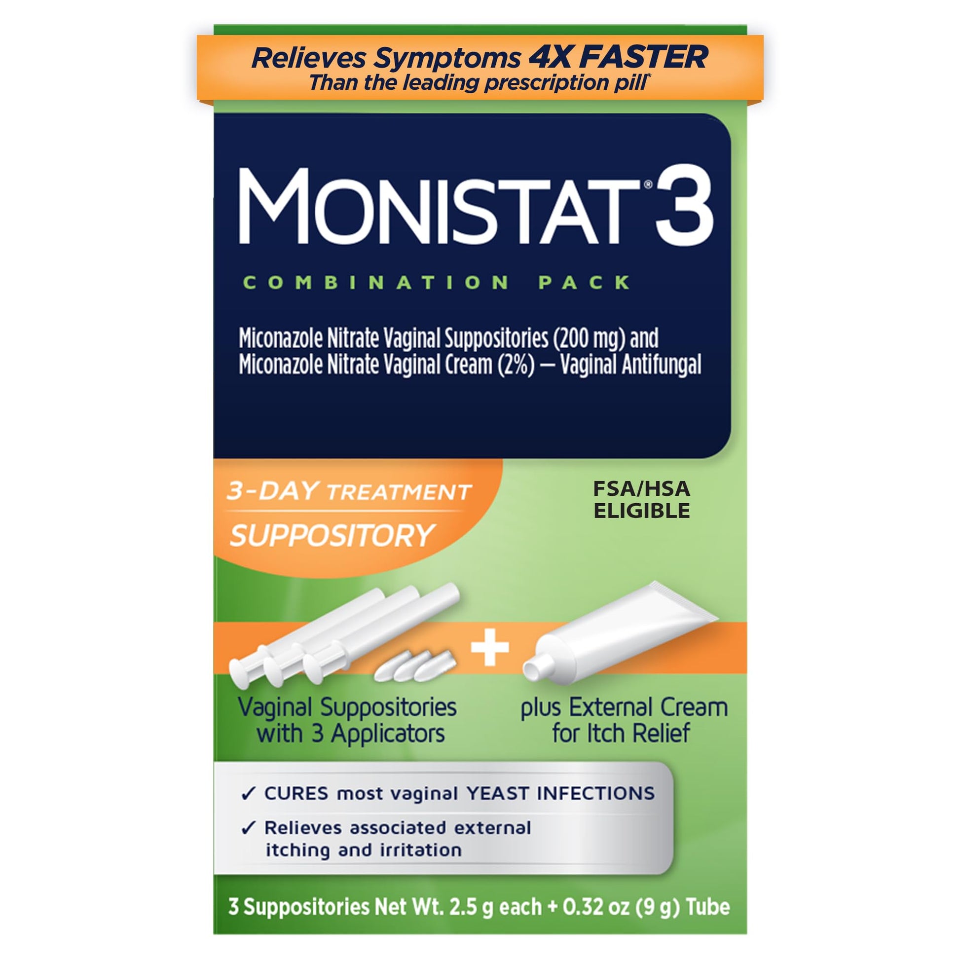 Monistat 3-Day Yeast Infection Treatment for Women, 3 Miconazole Vaginal Suppositories & External Itch Relief Cream (9g Tube) Combo Pack Monistat buy supplements Au