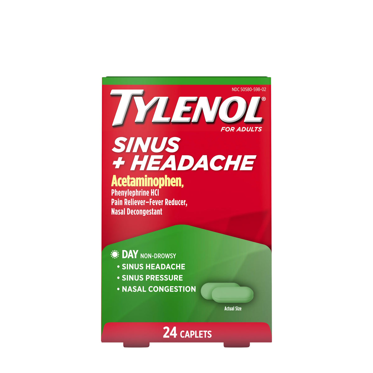 Tylenol Sinus + Headache Daytime Non-Drowsy Relief Caplets, Acetaminophen 325mg, Phenylephrine HCI 5mg, Nasal Decongestant for Sinus Pain, Headache & Nasal Congestion Relief, Fever Reduction, 24 Count Tylenol buy supplements Au
