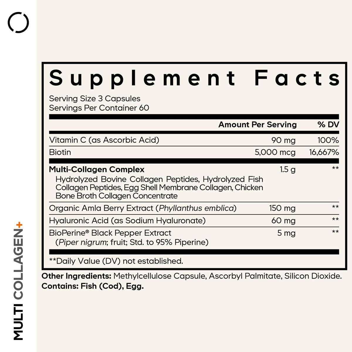 Codeage Multi Collagen+ Supplement with Vitamin C, Biotin 5000 mcg, Hyaluronic Acid, Amla Berry, BioPerine - 5 Types of Collagen Grass-Fed, Pasture-Raised - 2-Month Supply - Non-GMO - 180 Capsules CodeageBuy Supplements Australia