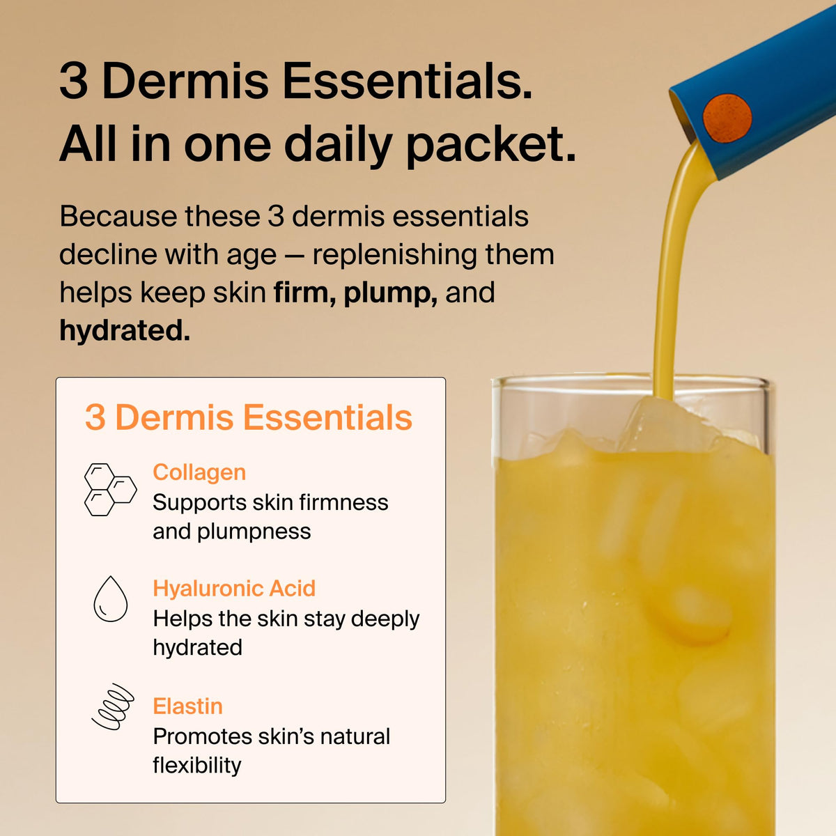 Ownist Triple Collagen Liquid Packets On-The-Go - Peptides with Hydrolyzed Marine Collagen, Elastin, Hyaluronic Acid and Vitamin for Healthy Skin - Orange Flavor - 14 Individual Stick Packs Ownist buy supplements Au
