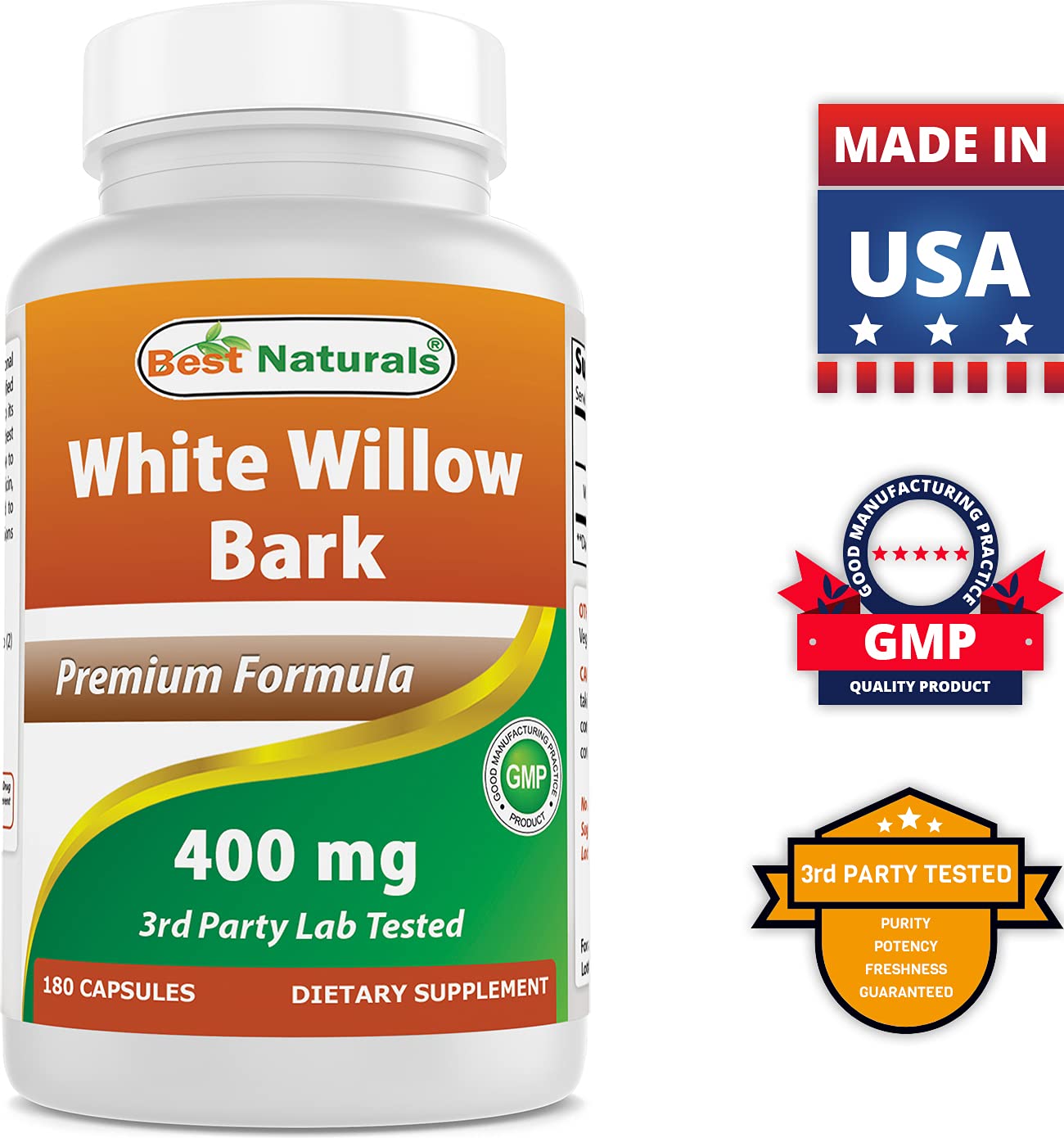 Best Naturals White Willow Bark 400 mg 180 Capsules (180 Count (Pack of 2)) Best NaturalsBuy Supplements Australia