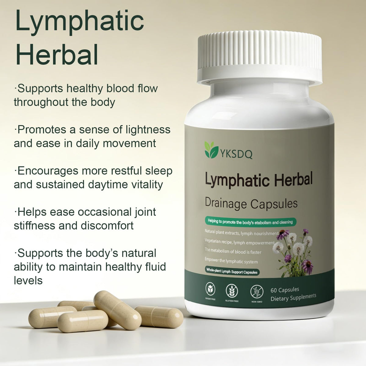 PKQLQ Lymph Drainage Capsules | Natural Detoxification Help Maintain the Healthy Fluid Balance of Both Women and Men, Promote Blood Virculation and Maintain Good Health. 60 Capsules (1) PKQLQ buy supplements Au
