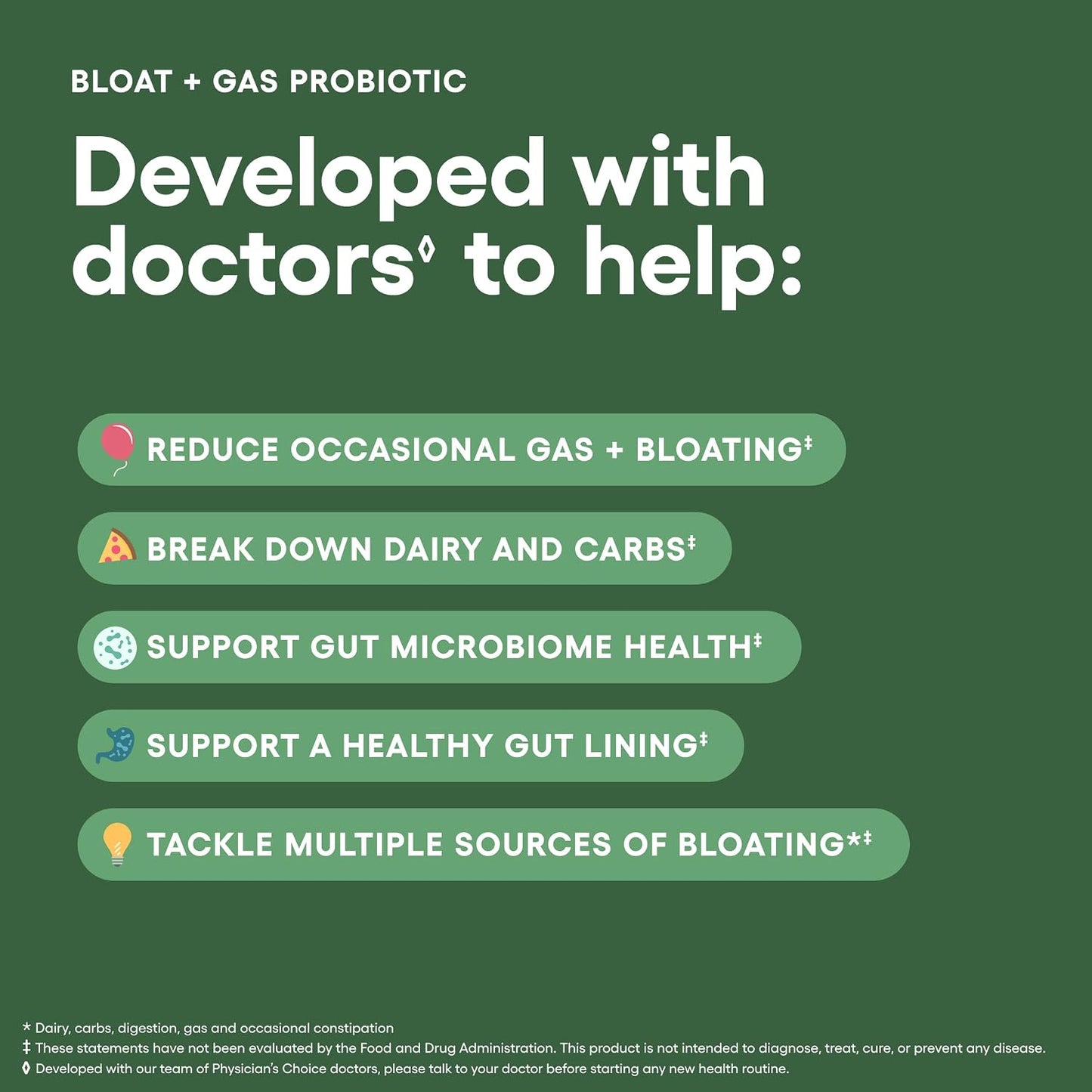 Physician's CHOICE Women’s Probiotic 30ct + Bloat & Gas Probiotic 30ct - Advanced Digestive Health Bundle for Women