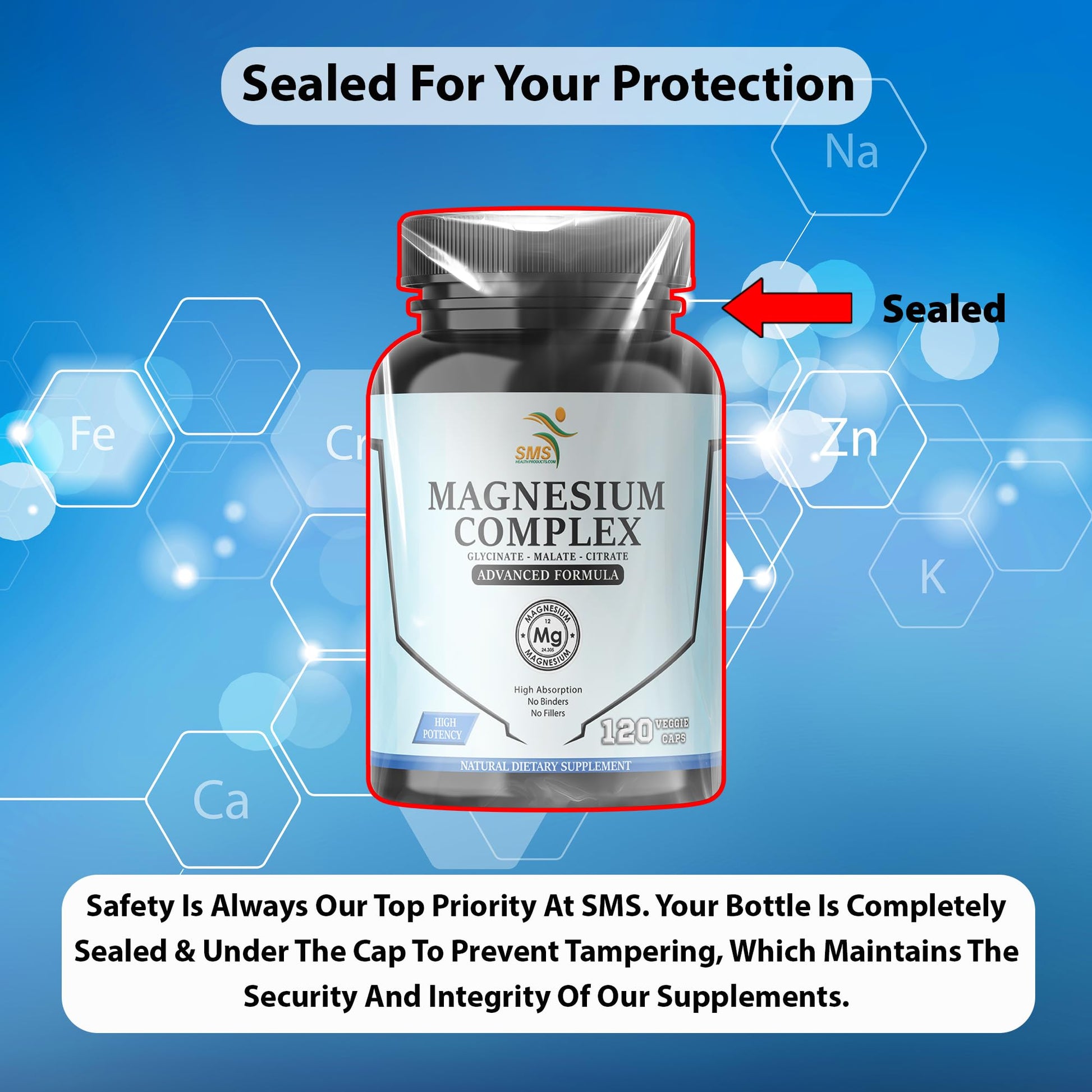SMSHEALTHPRODUCTS.com Magnesium Complex | 470mg of Magnesium Glycinate, Malate, & Citrate for Muscles, Nerves, & Energy | High Absorption | Vegan, Non-GMO | 120 Capsules SMSHEALTHPRODUCTS.com buy supplements Au